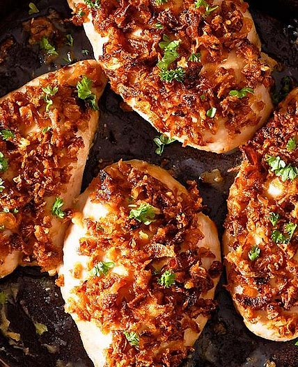 6-Ingredient Crispy Baked French Onion Chicken Recipe Is a 30-Minute Dinner Winner
