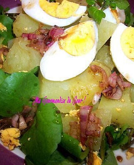 Salade de cresson, pommes de terre et oeuf