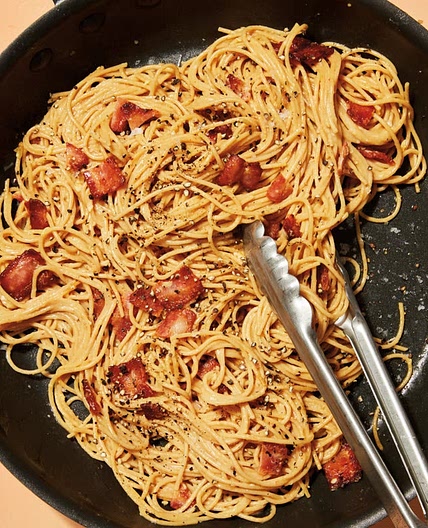Whole-wheat spaghetti carbonara