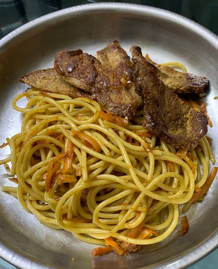 Stir Fry Black Pepper Pork Chop Spaghetti 