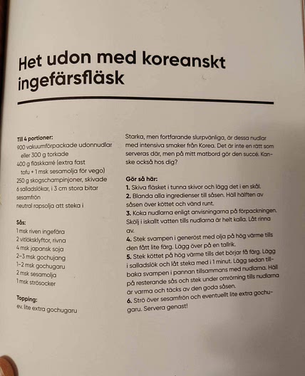 Het udon med koreanskt ingefärsfläsk