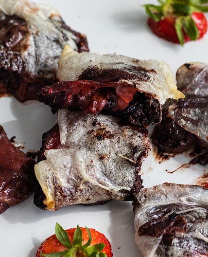 Air Fried Chocolate Strawberry Rice Paper Dumplings
