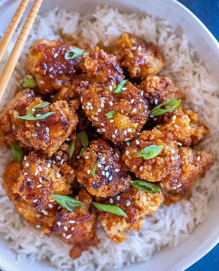 Coliflour teriyaki woth rice and vege