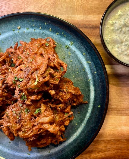 Onion Bhaji's with Cucumber Raita