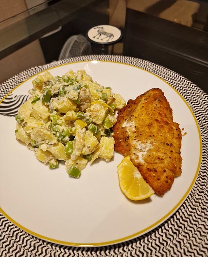 Warm Potato and Asparagus Salad (with marinated artichokes)