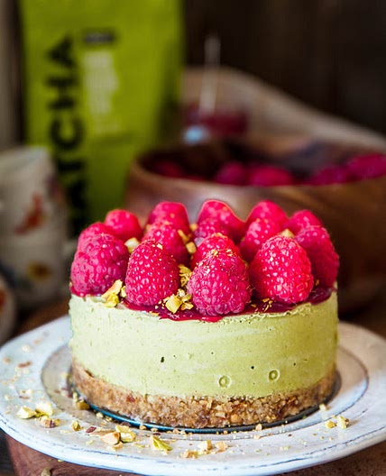 Matcha, Raspberry and Pistachio Cheesecake