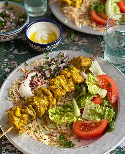 Persian Style Chicken Kebabs - Recipe Below - These are one of my favourite chicken kebabs, totally inspired by Persian cuisine - ideally the turmeric would be saffron but i am just not that fancy. You can marinade the chicken overnight if you are very org