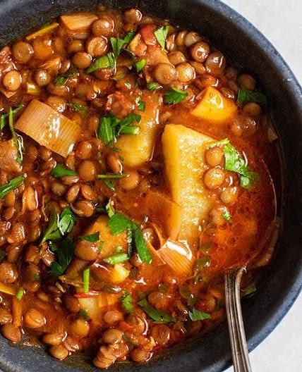 Smoky Lentil Stew With Leeks and Potatoes