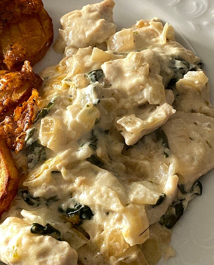 Pollo con espinacas 