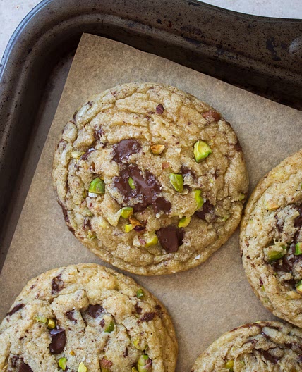 Salted Pistachio Dark Chocolate Chunk Cookies