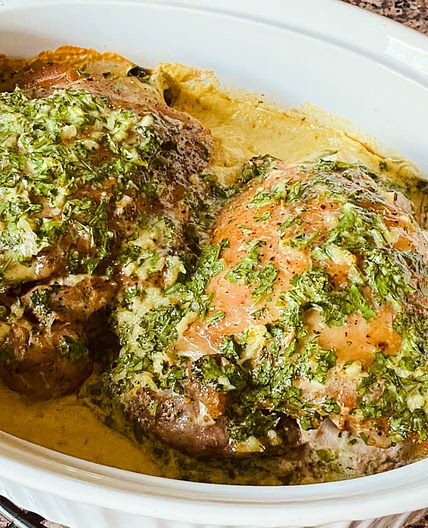 Chkmeruli | Georgian Chicken in Creamy Garlic Sauce