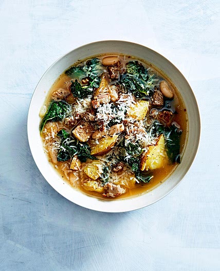 Sausage, Potato, White Bean, and Kale Soup