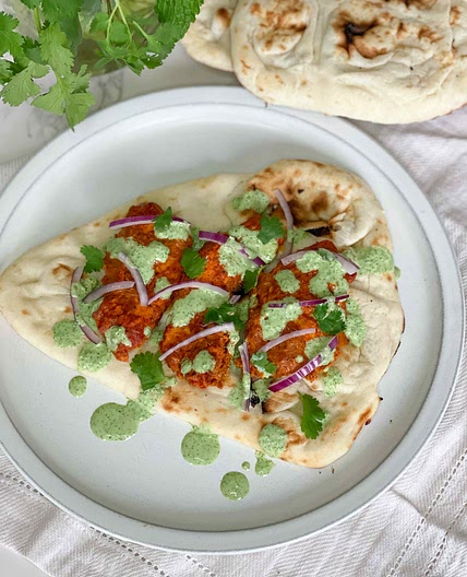 Tandoori chicken with a mint yogurt chutney  