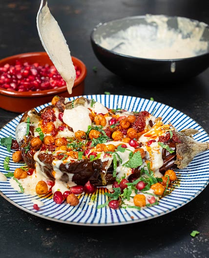 Mob's Tahini Stuffed Smoky Aubergine