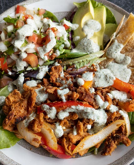 Soy Curl Fajita Taco Salad