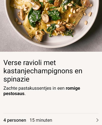 Verse ravioli met kastanjechampignons en spinazie