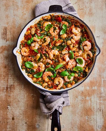 White bean prawn saganaaki