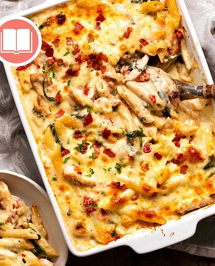 Creamy Tuscan Chicken Pasta Bake