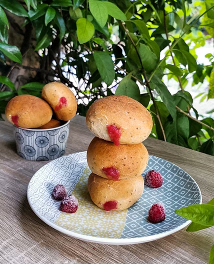 Beignets cœurs coulant framboise