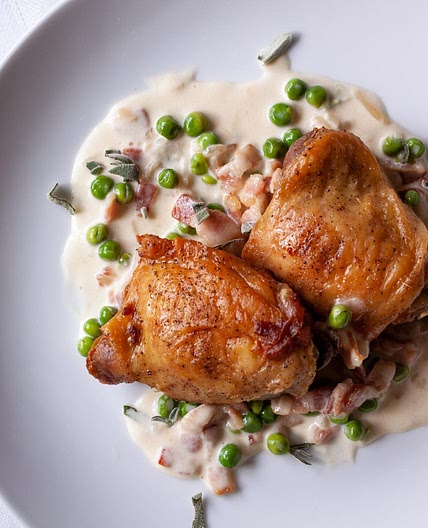 Chicken With Peas, Sage And Bacon