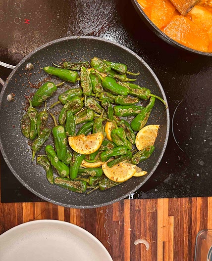 Grilled padron peppers