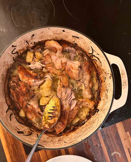 Roasted chicken in a dutch oven