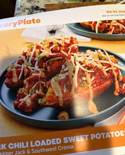 Pork chili loaded sweet potatoes 