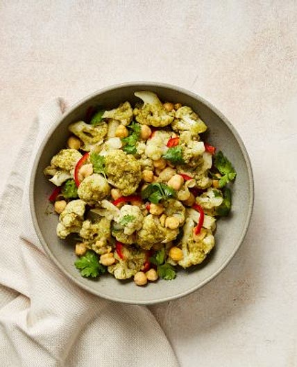 Cauliflower and Chickpea Salad with Cilantro-Mint Dressing