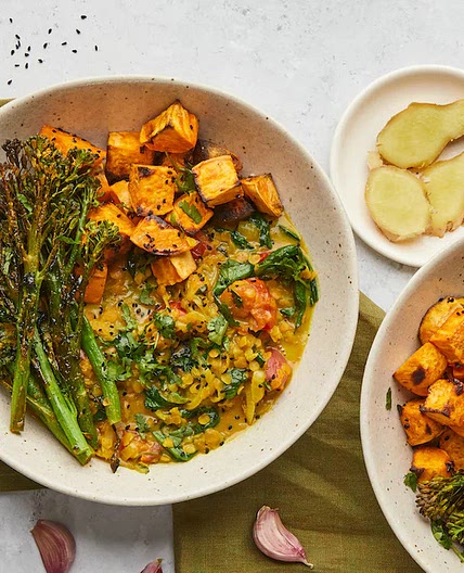 Red Lentil Dal with Turmeric Tenderstem Broccoli