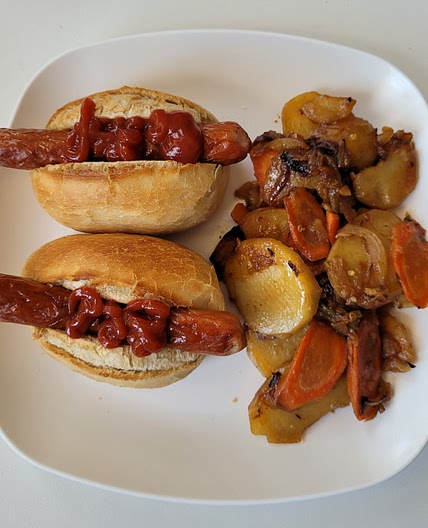 Hot Dog with Potato Carrot Skillet
