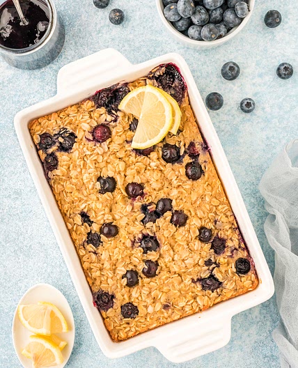 Healthy Lemon Blueberry Baked Oatmeal