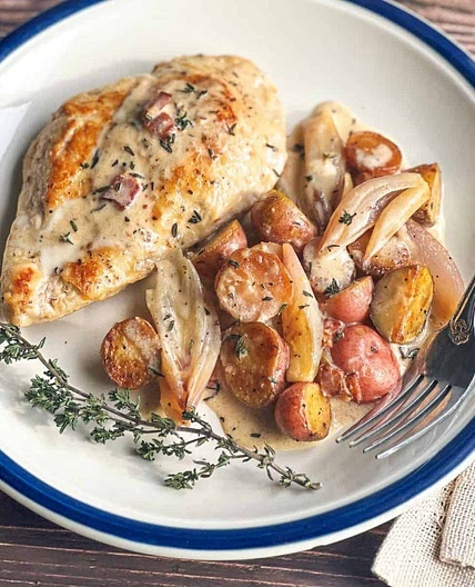 Chicken and Potatoes in Cider Cream Sauce