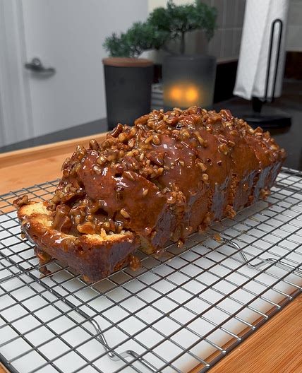 Air Fryer Salted Caramel Pecan Pound Cake