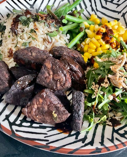 Marinated Tempeh Balinese Salad Bowl with a Tamarind Dressing