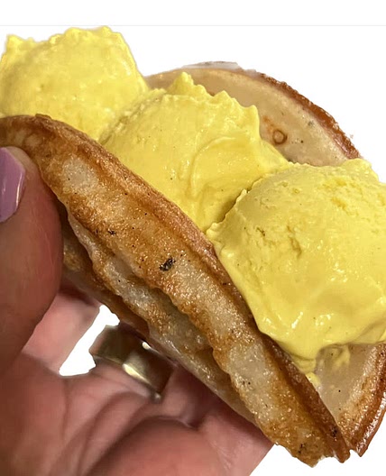 Honey Mochi Waffle with Ice Cream Tacos (Chi-Wacos)