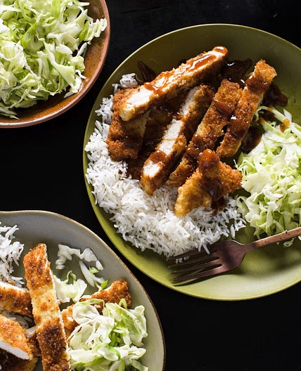 Japanese Chicken Cutlets w/ Cabbage Slaw & Tonkatsu Sauce