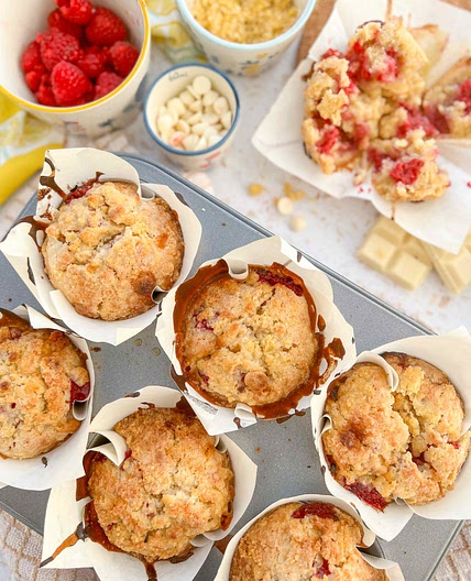 Raspberry and White Chocolate Muffins