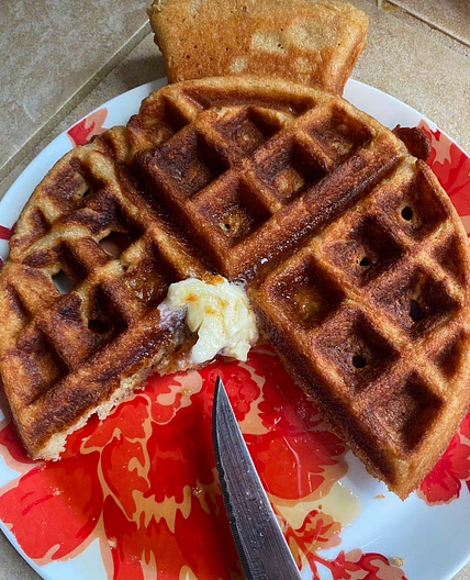 Crumbled cake waffles