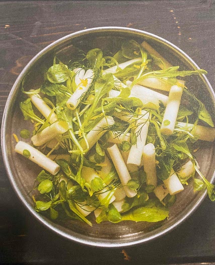 Salade de quenouille frais au tabouret des champs et citron