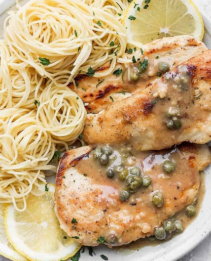 Chicken Piccata with Angel Hair Pasta