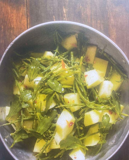 Salade de Salicorne, de Melon Miel et de Caquillier