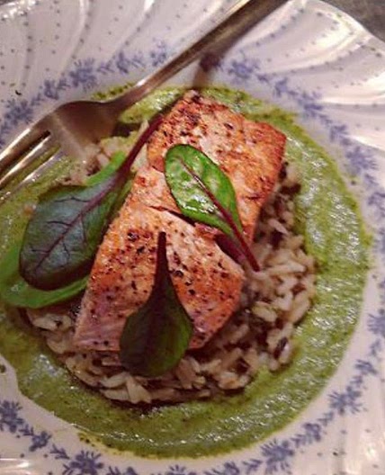 Saumon à l’oseille, riz sauvage