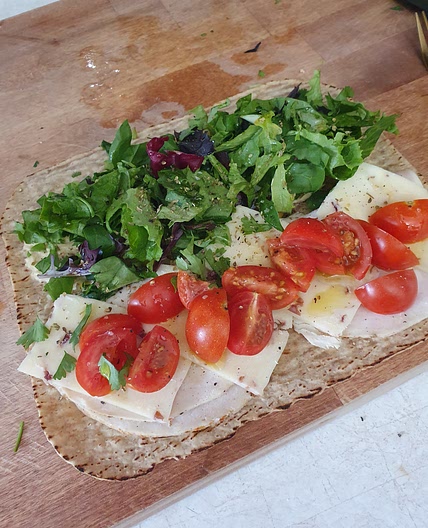 Turkey and Hummas Flatbread Wrap