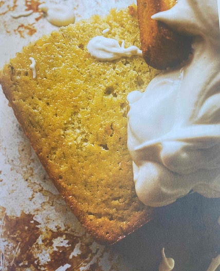Gâteau mélilot-épinette, meringue à l’érable