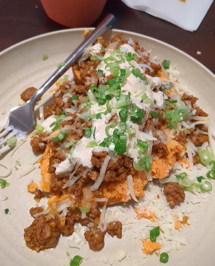 Pork Chili Loaded Sweet Potatoes