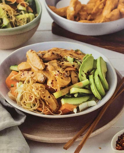 Peanut Chicken Spring Roll Bowls