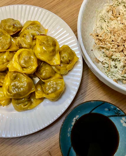 78. Vegetarian Dumplings with Cabbage Slaw