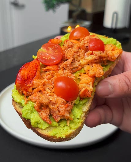 Air Fryer Lobster Avocado Toast