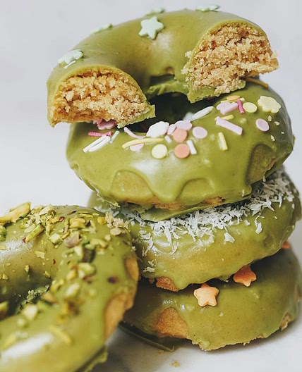 Baked Oat Donuts with Matcha Glaze