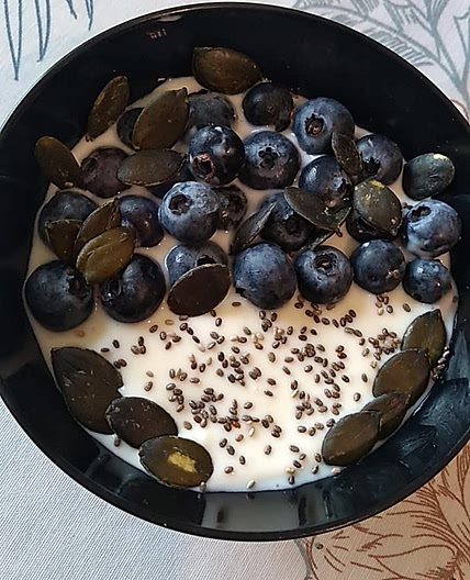 Blue yogurt bowl